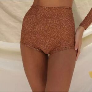 Stone Fox Swim Bottom Wild Animal Print Cat Brown XL New with Tags Soft